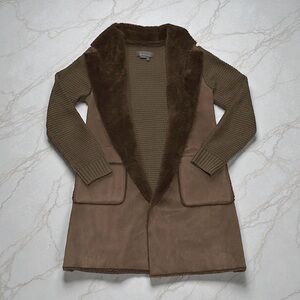 Anthropologie Olive‎ and Brown Teddy Jacket Size Small